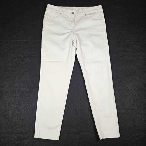 Cache Textured Stretch Jeans Cropped White Skinny Summer Capri Vacation Womens 8 - Picture 3 of 15
